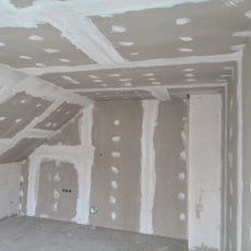 Gipskartonplatten mit Spachtelung – geeignet als Basis für Kalkputz oder Mikrozement.